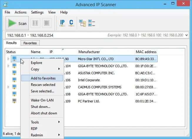Скриншот Advanced IP Scanner 2