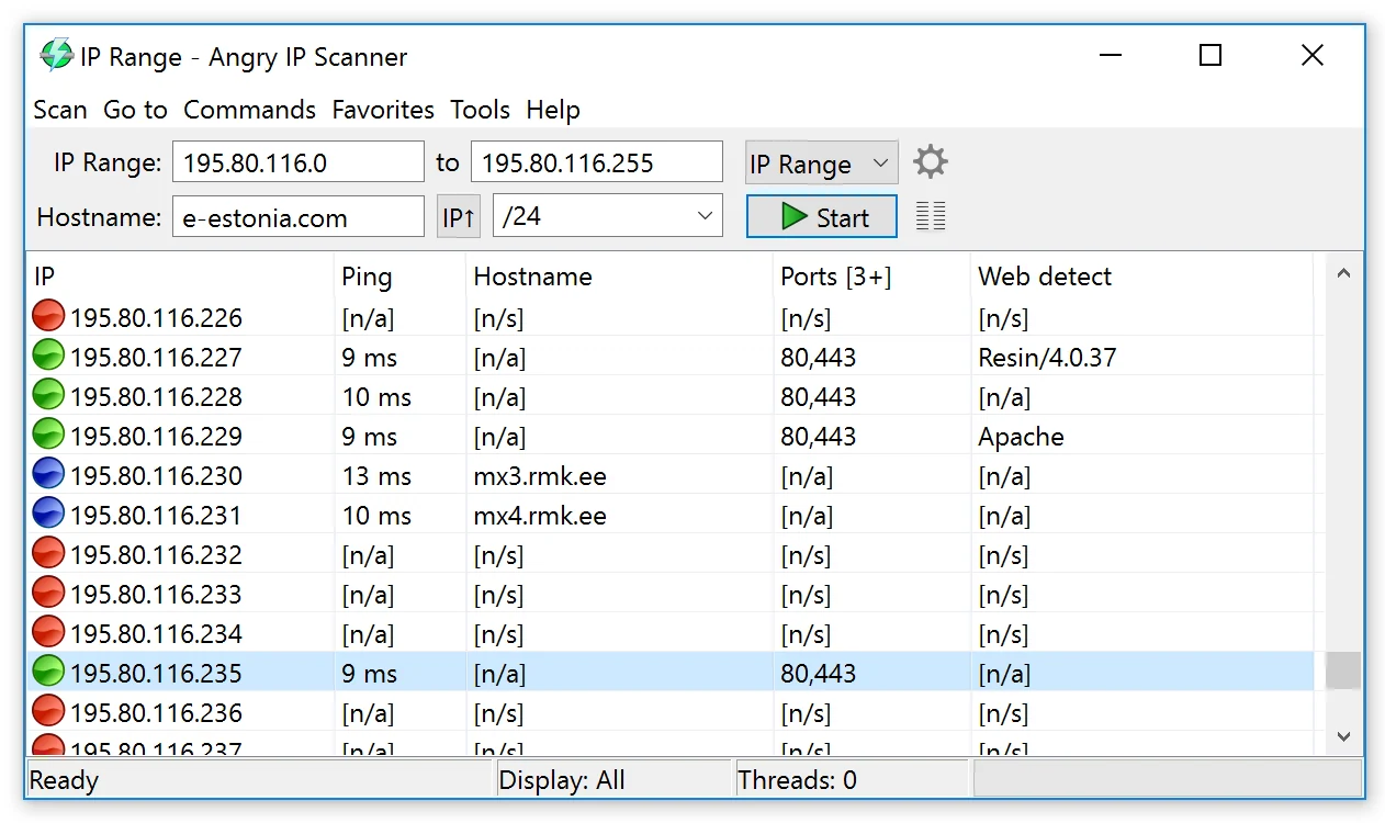 Скриншот Angry IP Scanner 1