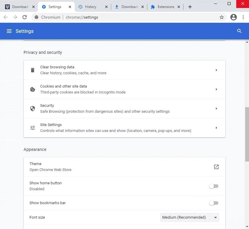 Скриншот Chromium 3