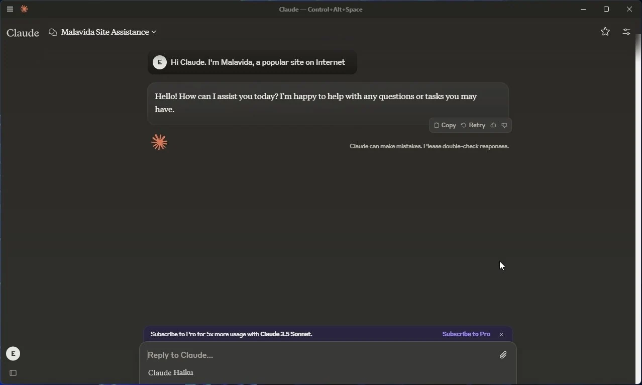 Скриншот Claude Desktop 1