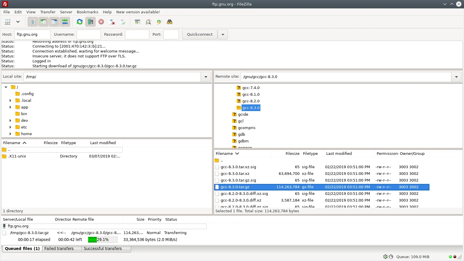 Скриншот FileZilla 1