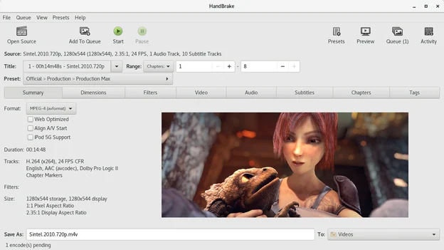 Скриншот HandBrake 1