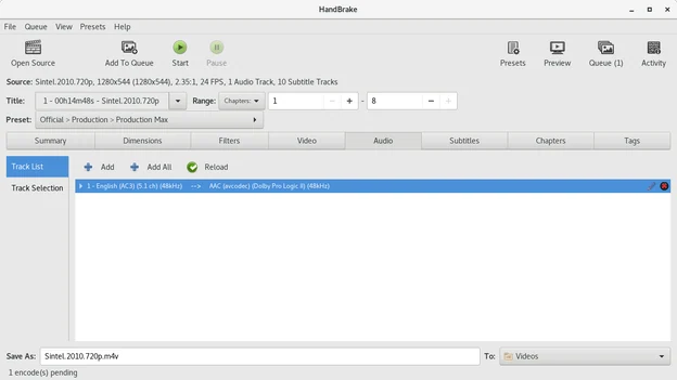Скриншот HandBrake 3