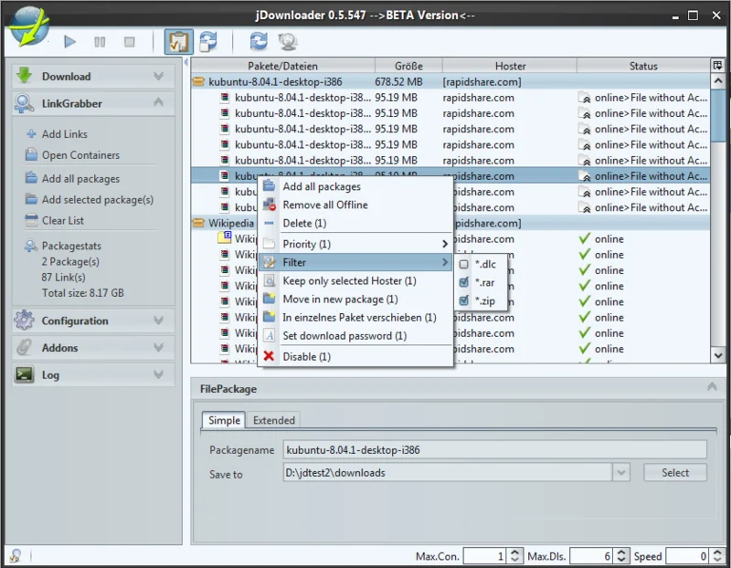 Скриншот JDownloader 2 3