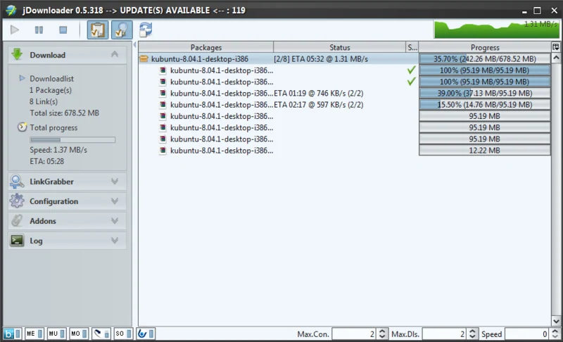 Скриншот JDownloader 2 1