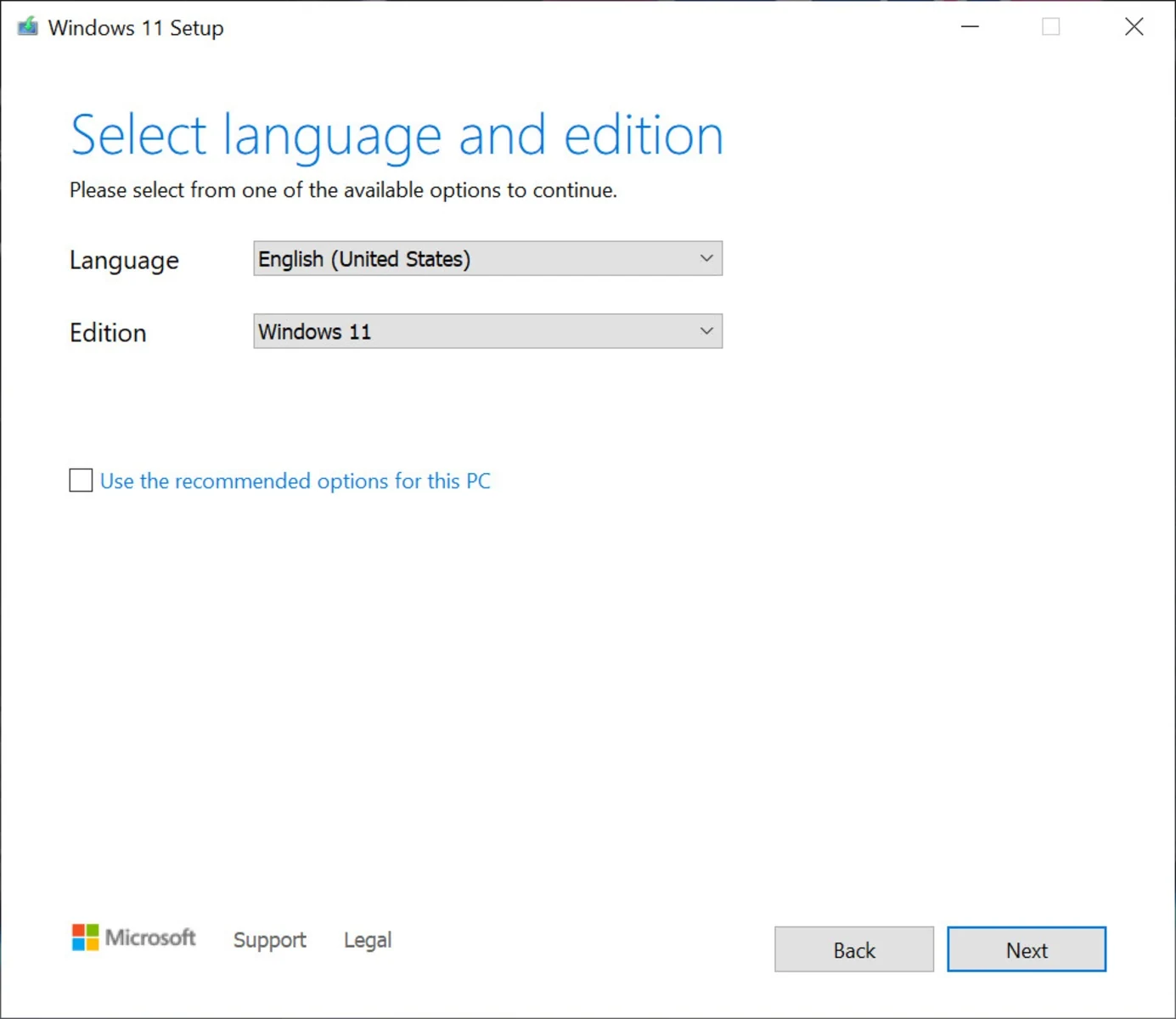 Скриншот Media Creation Tool Windows 11 2