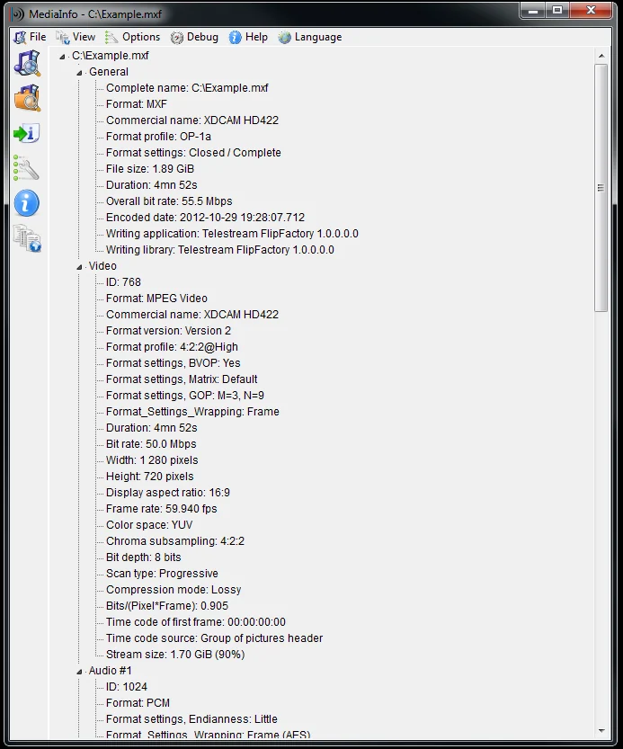 Скриншот MediaInfo 3