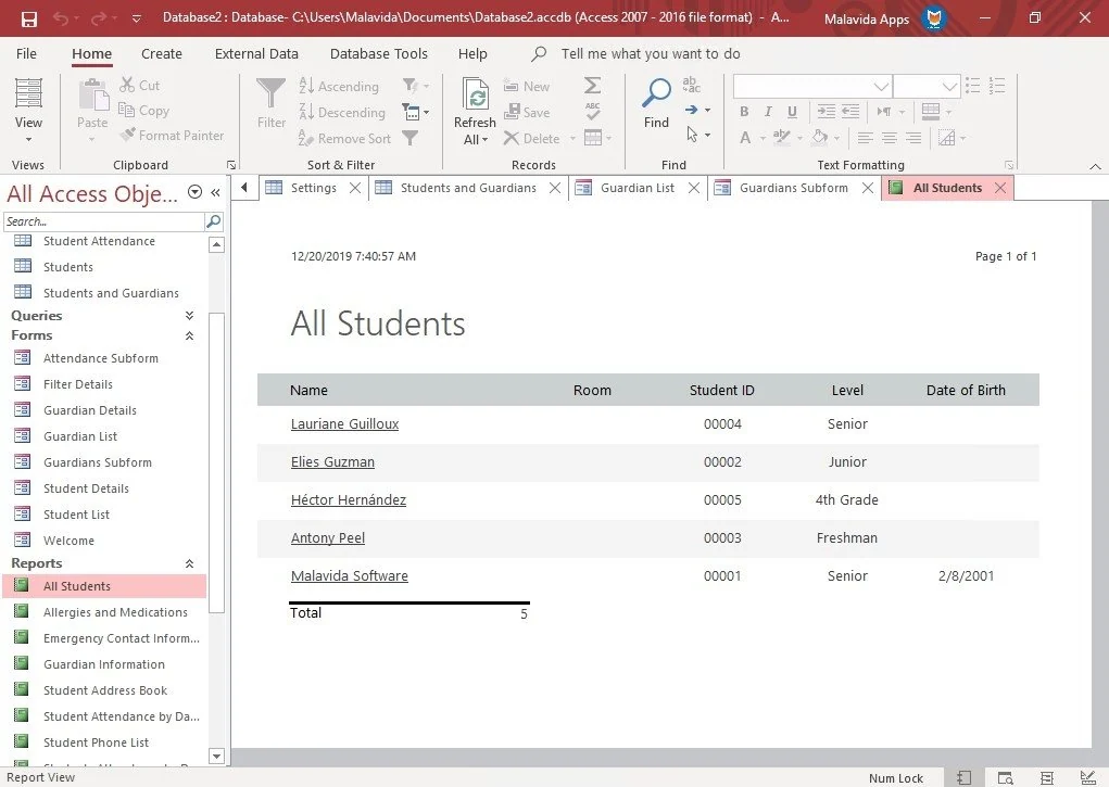 Скриншот Microsoft Access 1