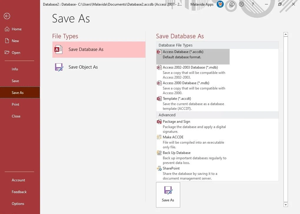 Скриншот Microsoft Access 3