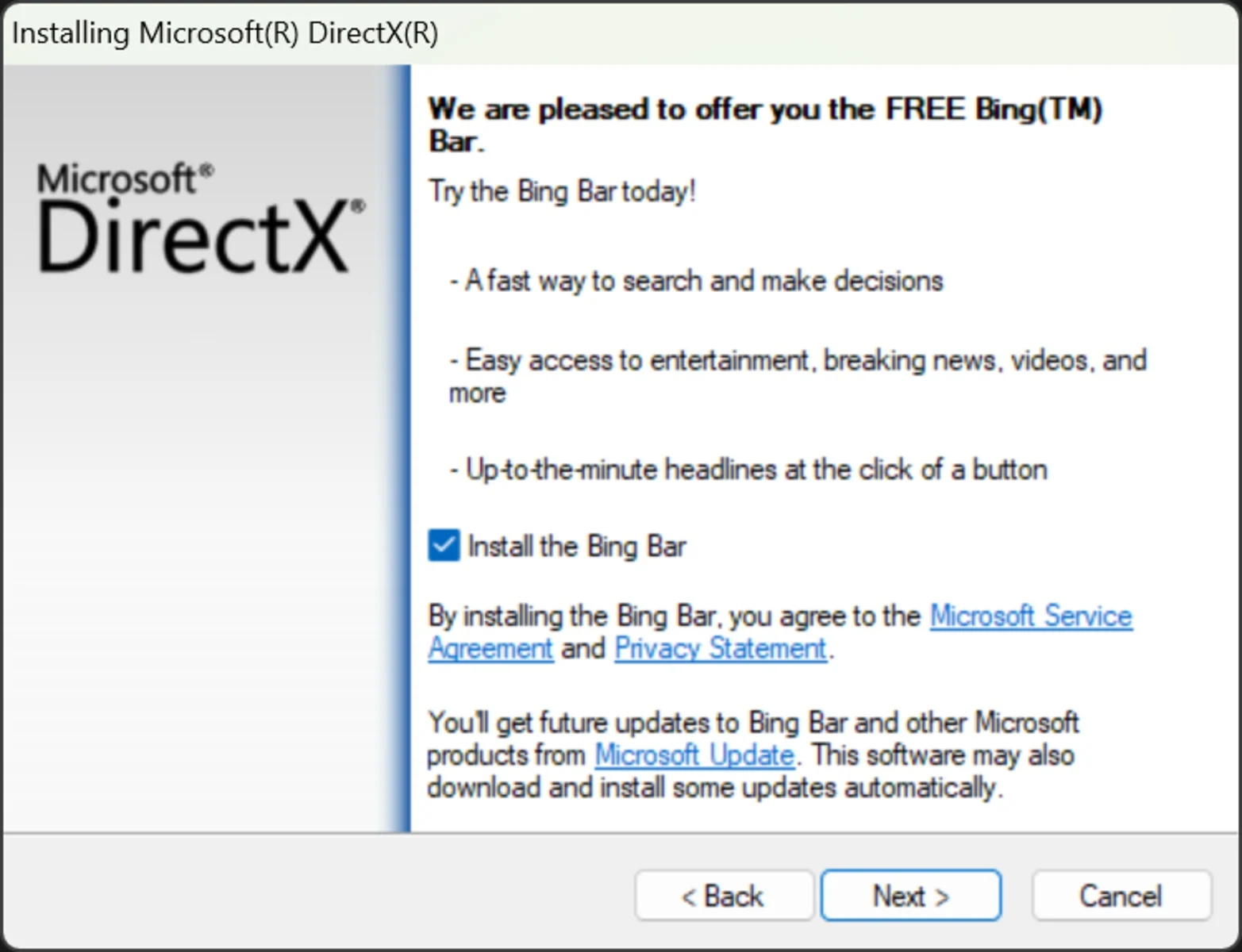Скриншот Microsoft DirectX для Windows 2