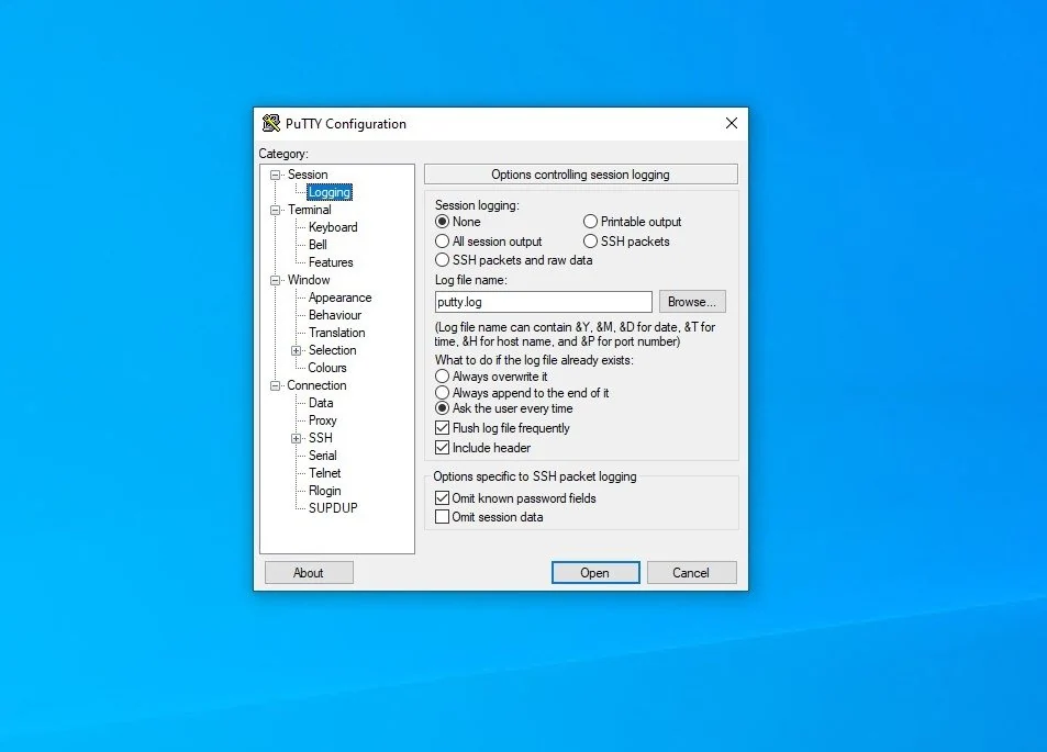 Скриншот PuTTY 2