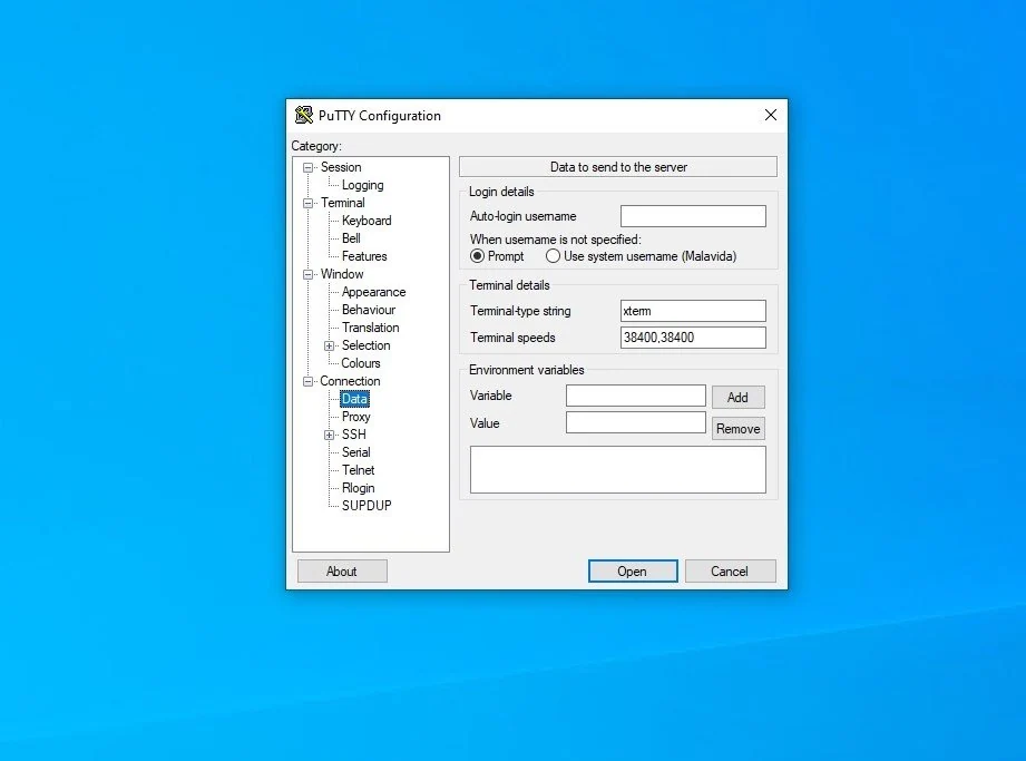 Скриншот PuTTY 3