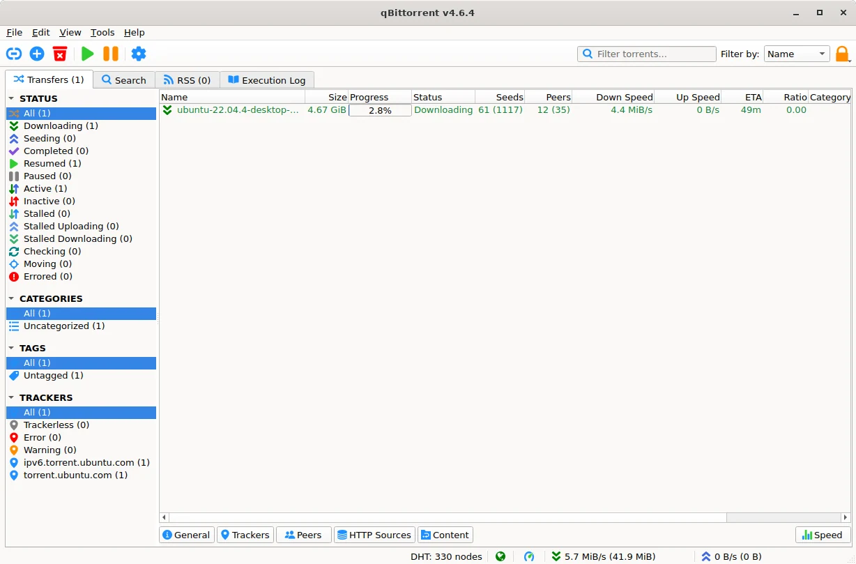 Скриншот qBittorrent 1