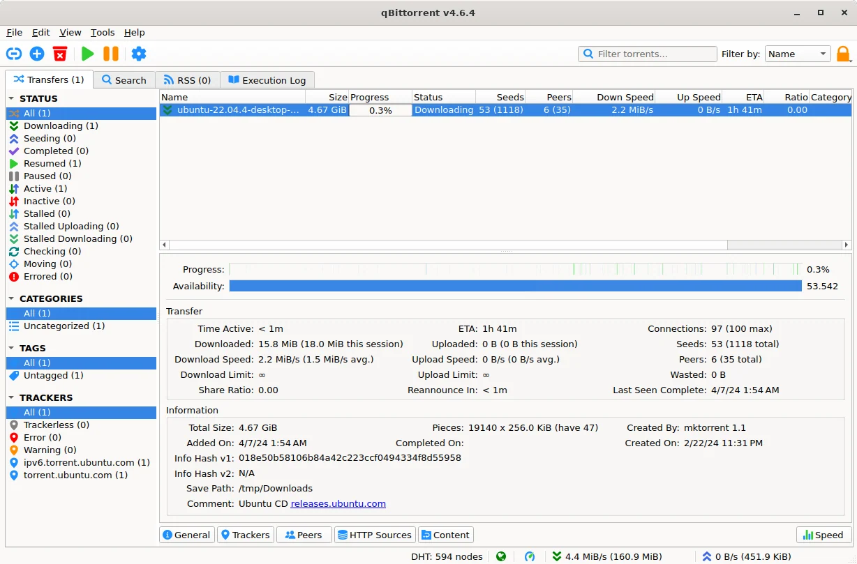 Скриншот qBittorrent 2
