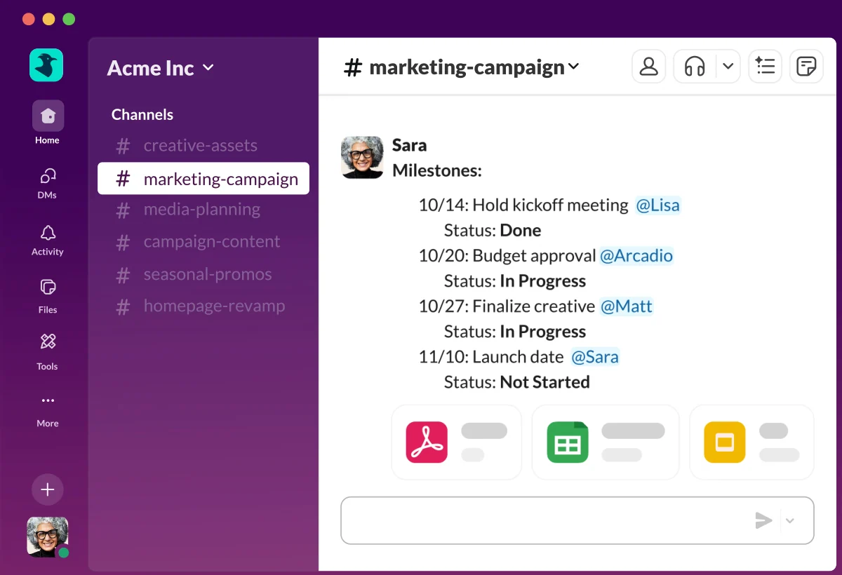 Скриншот Slack 2