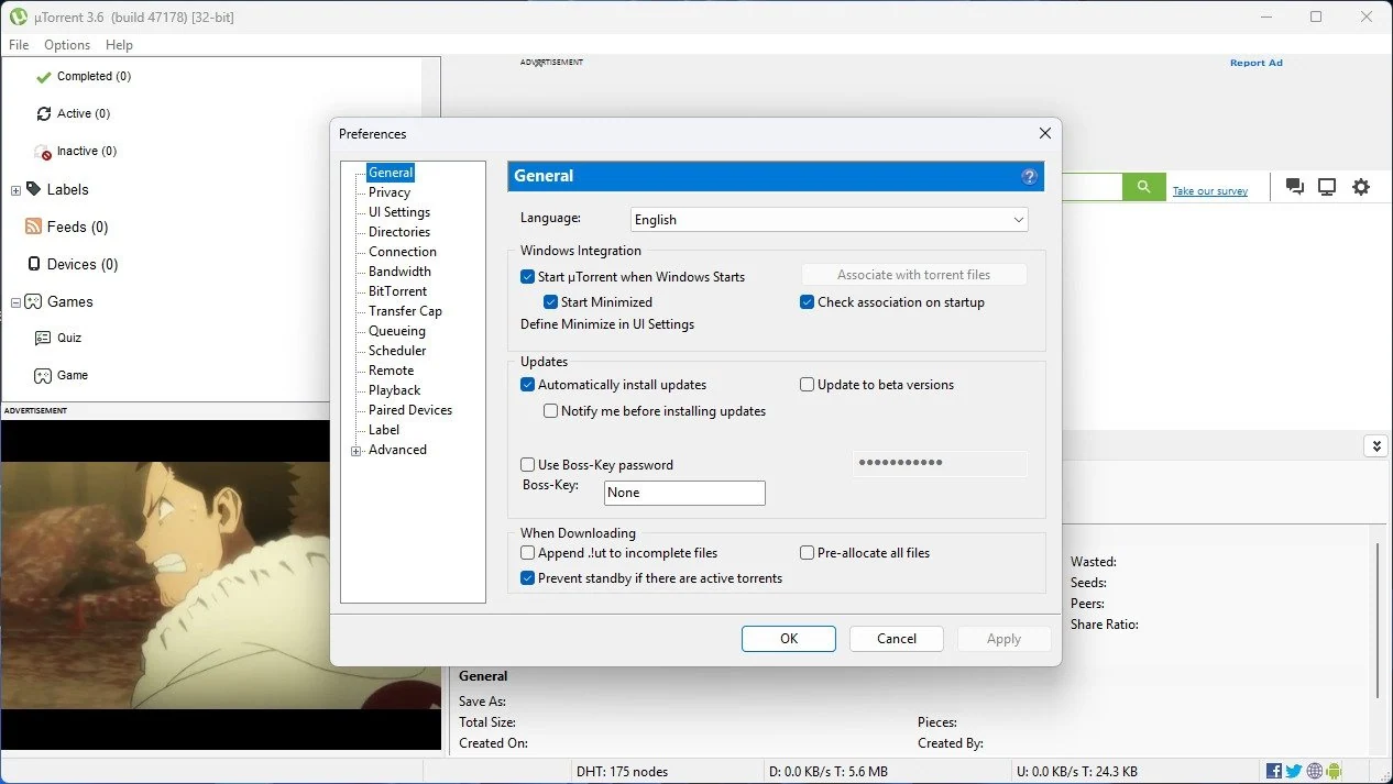 Скриншот uTorrent 1