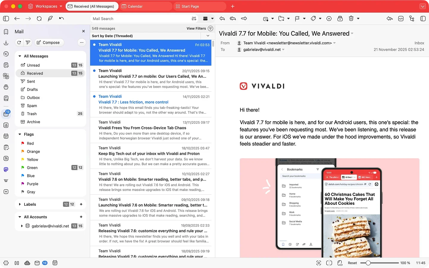 Скриншот Vivaldi 1