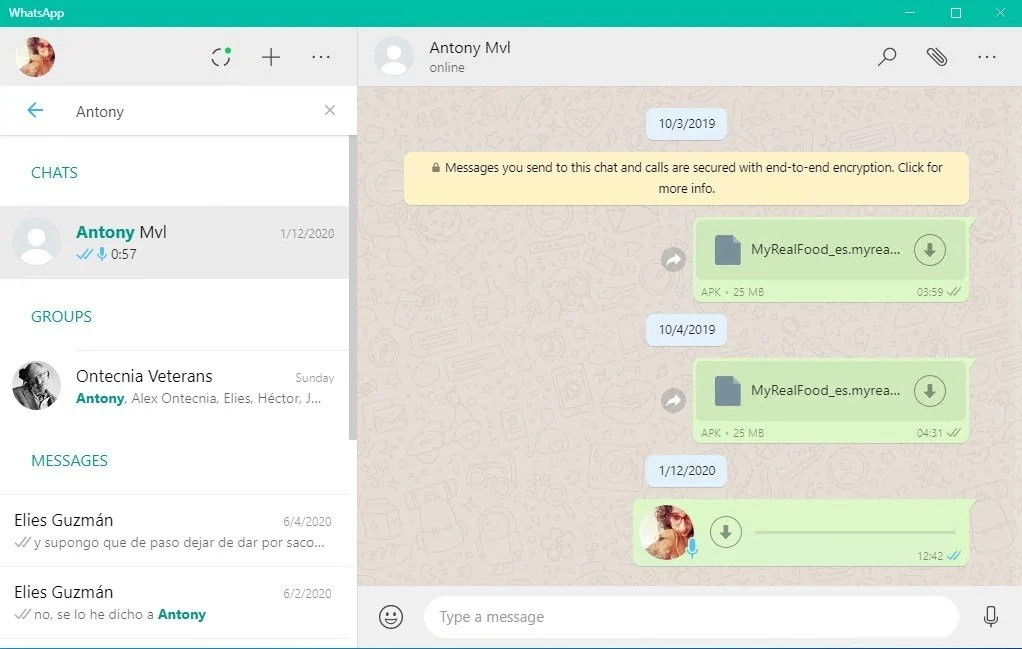 Скриншот WhatsApp 1