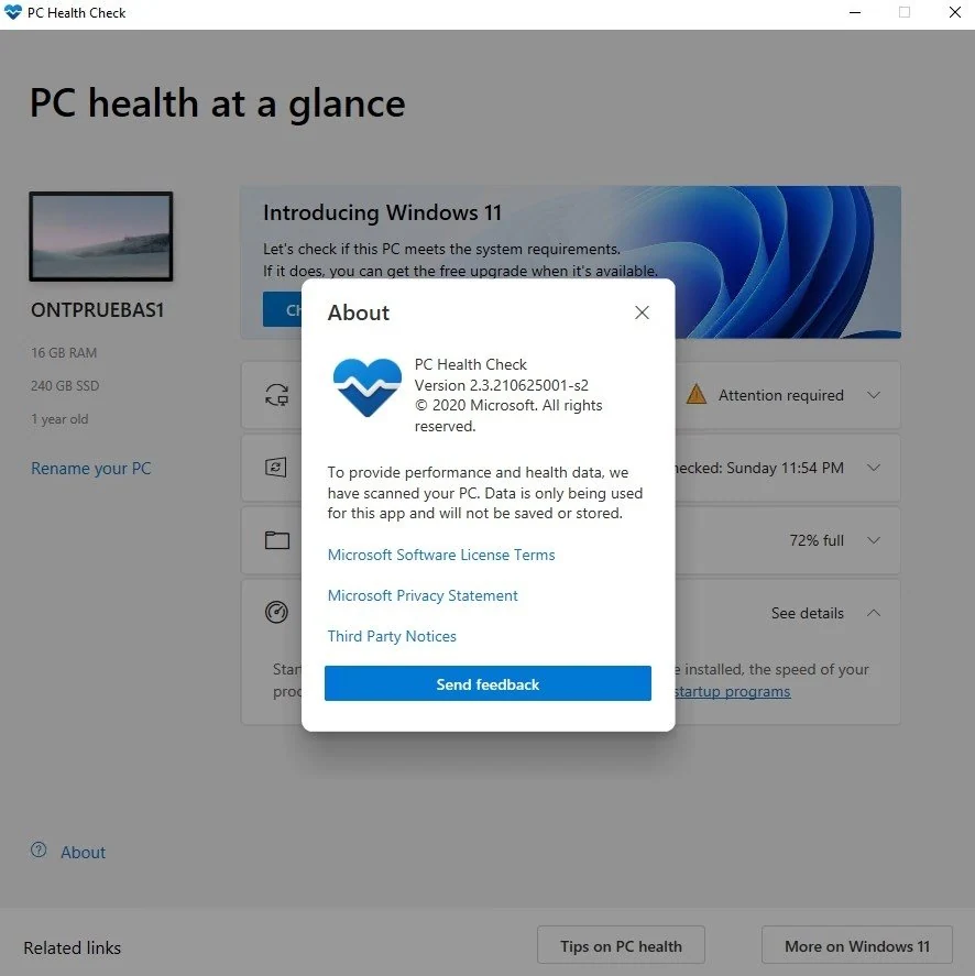 Скриншот Windows PC Health Check 3